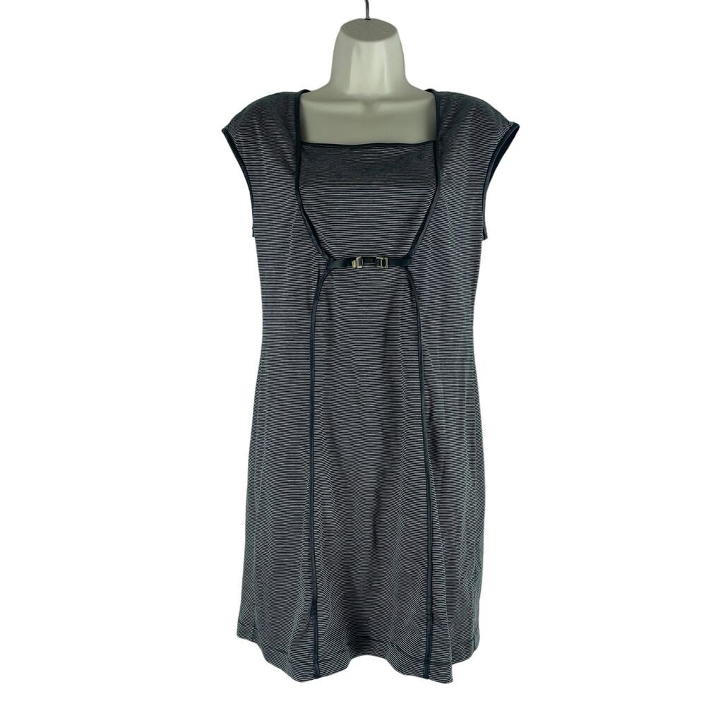 Max Studio Sleeveless Striped Mini Jersey Dress Gray Black Size S